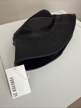 Forever 21 Black Faux Leather Bucket Hat